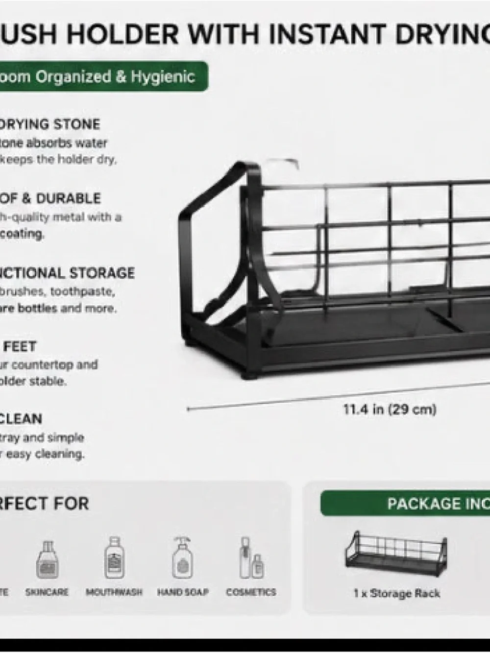 Bathroom Organizer Shelf with Black Finish